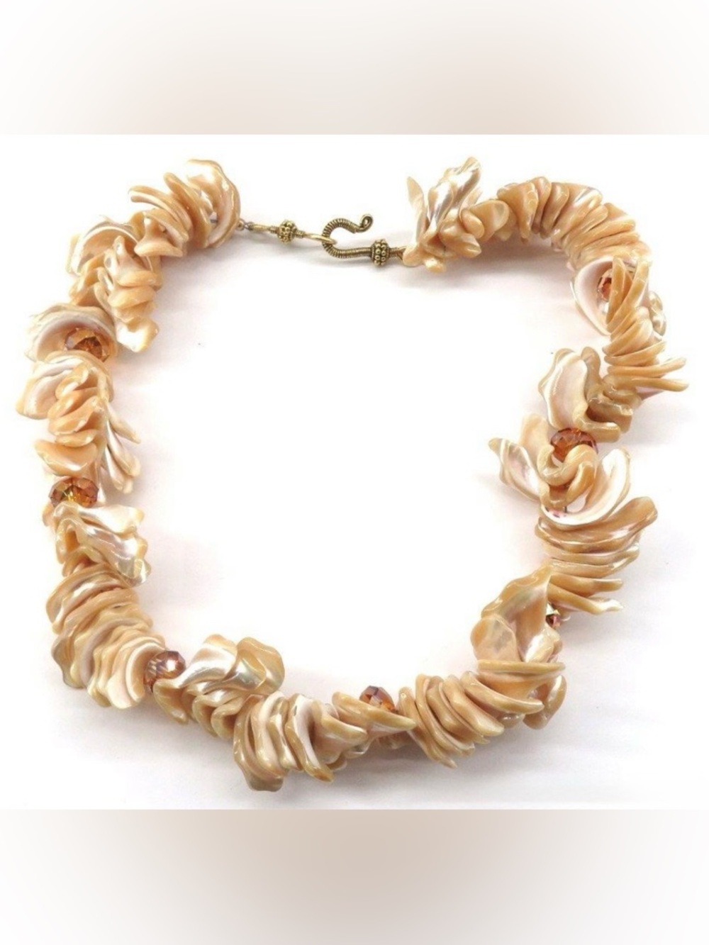Vintage Shell Cluster Crystal Necklace